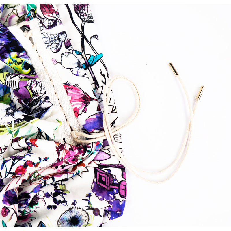 sz 38 XS NEW $1,190 ROBERTO CAVALLI White Jersey ASTRO GARDEN FLORAL Robot DRESS