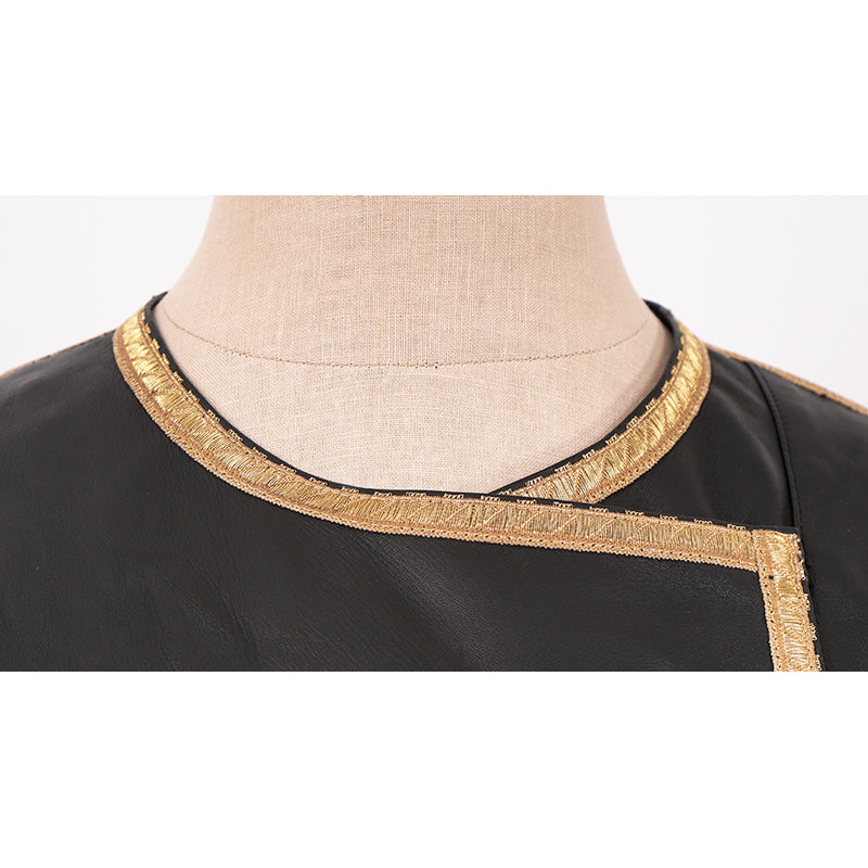38 NEW $3,595 ROBERTO CAVALLI RUNWAY Black LEATHER Gold Trim Motorcycle JACKET