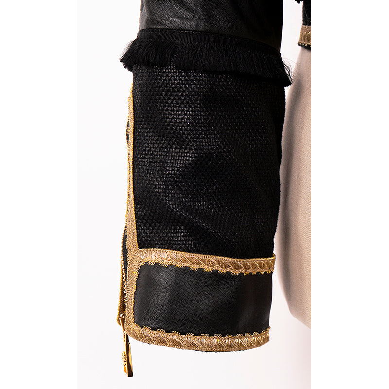 38 NEW $3,595 ROBERTO CAVALLI RUNWAY Black LEATHER Gold Trim Motorcycle JACKET
