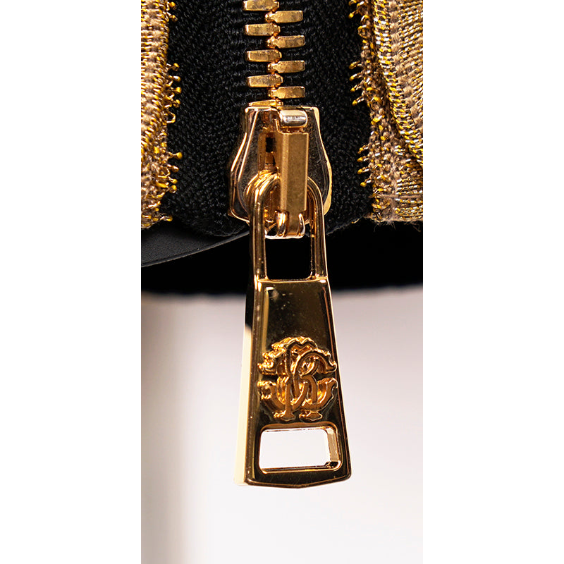 38 NEW $3,595 ROBERTO CAVALLI RUNWAY Black LEATHER Gold Trim Motorcycle JACKET