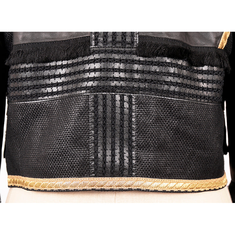 38 NEW $3,595 ROBERTO CAVALLI RUNWAY Black LEATHER Gold Trim Motorcycle JACKET
