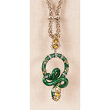 NEW $850 ROBERTO CAVALLI Green Enamel & Yellow Crystal Coiled SNAKE NECKLACE