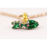 NEW $850 ROBERTO CAVALLI Green Enamel & Yellow Crystal Coiled SNAKE NECKLACE