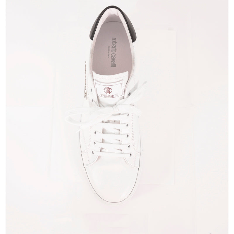 SZ 45 US 12 NEW $425 ROBERTO CAVALLI Mens White GOLD RC LOGO Low Top SNEAKERS