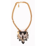 NEW $1390 ROBERTO CAVALLI Swarovski Crystal ENAMEL FOX HEAD Statement NECKLACE