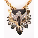 NEW $1390 ROBERTO CAVALLI Swarovski Crystal ENAMEL FOX HEAD Statement NECKLACE