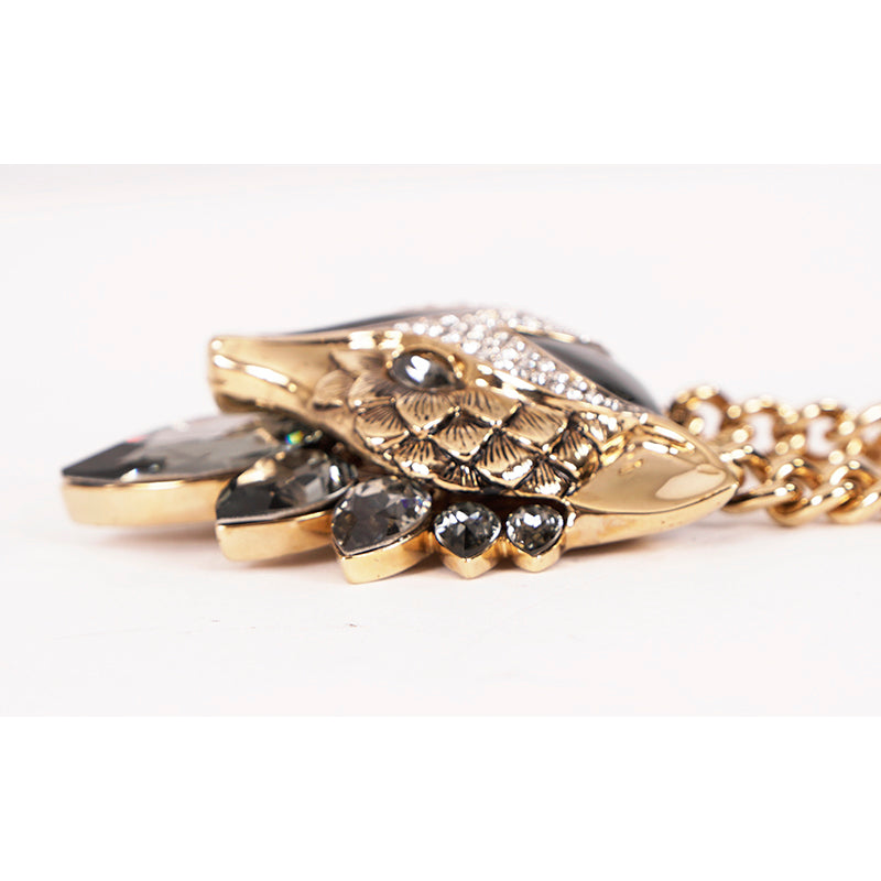 NEW $1390 ROBERTO CAVALLI Swarovski Crystal ENAMEL FOX HEAD Statement NECKLACE