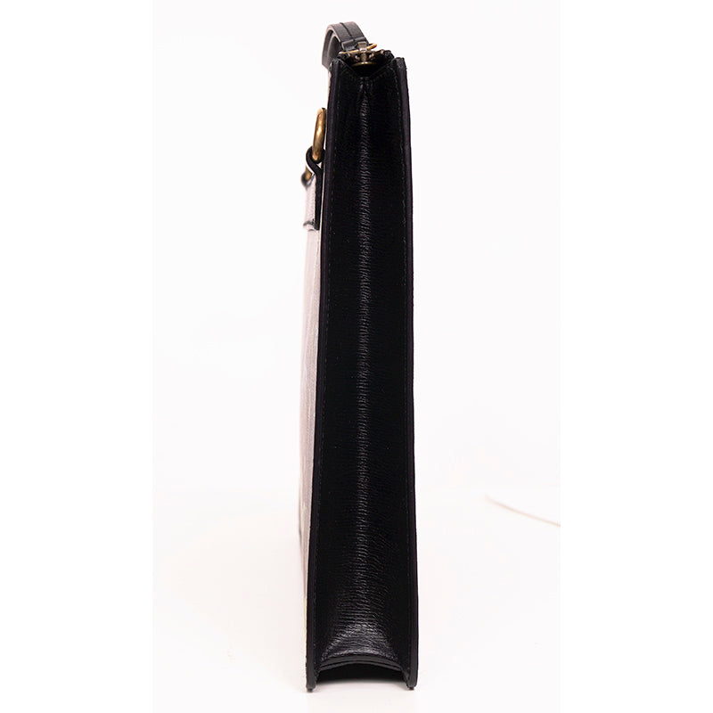 NEW $1,890 GUCCI Black Leather TROPICAL BIRD PRINT CAPSULE Crossbody Strap BAG