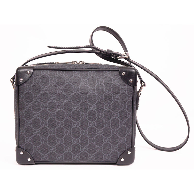 NEW $1,900 GUCCI Black Grey GG Supreme Monogram SQUARE Shoulder/Crossbody BAG