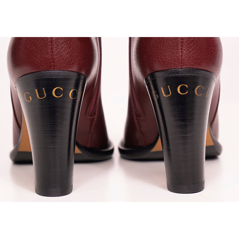37 NEW $1590 GUCCI Micro GG Canvas Bordeaux Leather FINN KNEE RIDING BOOTS NIB