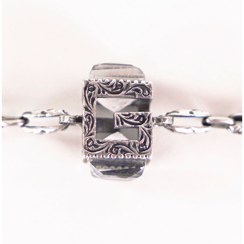 NEW $470 GUCCI Garden Sterling Silver CRYSTAL G LOGO CUBE BRACELET NIB