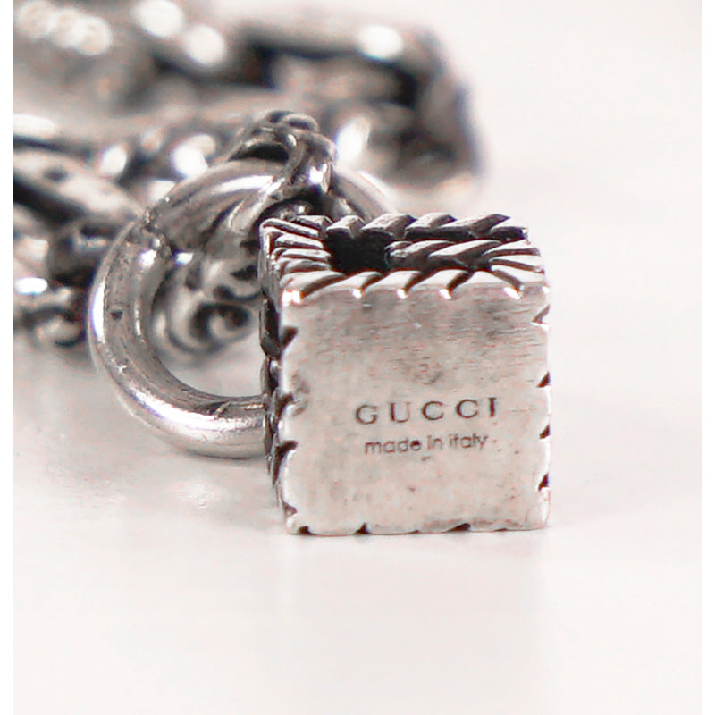 NEW $470 GUCCI Garden Sterling Silver CRYSTAL G LOGO CUBE BRACELET NIB