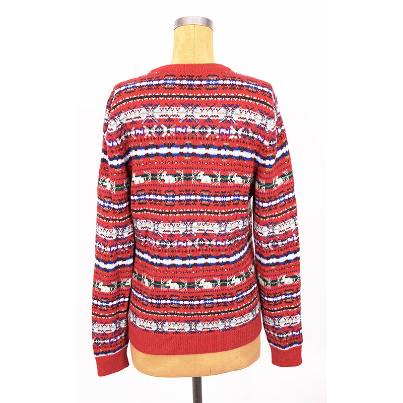 M NEW $2,200 GUCCI Men's RUNWAY Red Wool GG LOGO Jacquard V-NECK Sweater