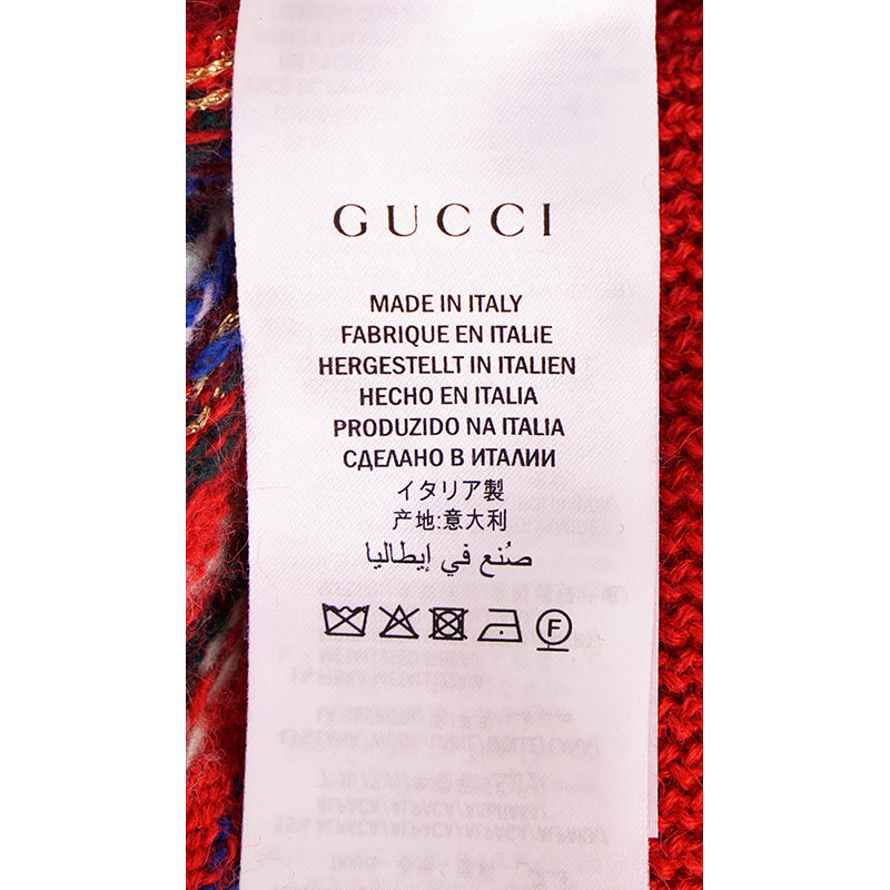 M NEW $2,200 GUCCI Men's RUNWAY Red Wool GG LOGO Jacquard V-NECK Sweater