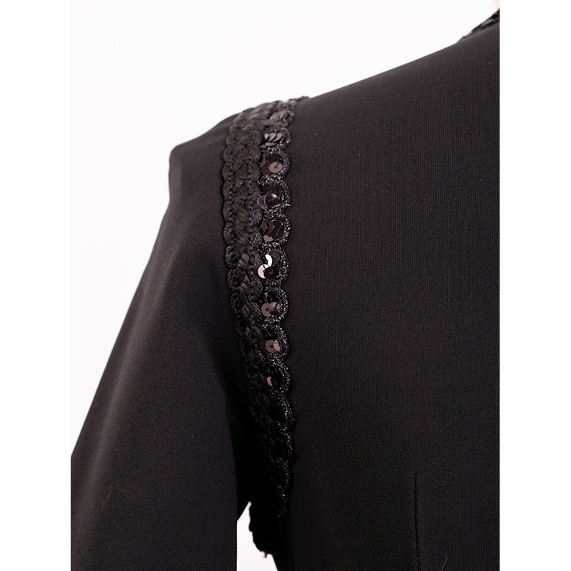 XXS US 0/2 NEW $3,500 GUCCI Black Compact Jersey GG Buttons SEQUIN TRIM DRESS