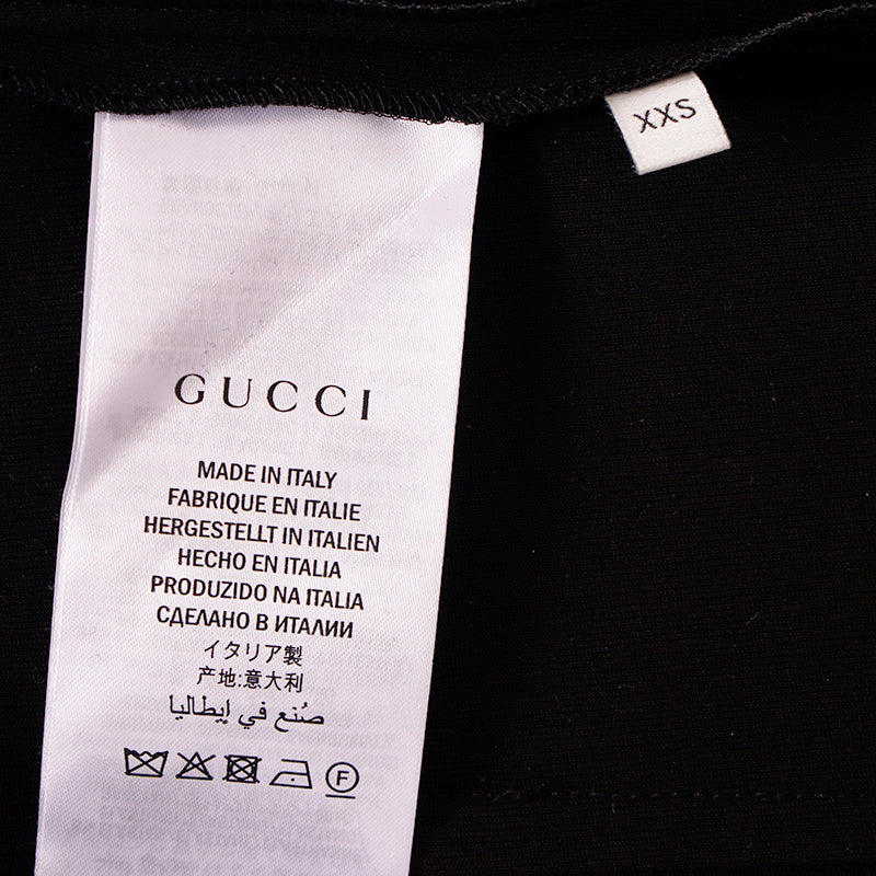 XXS US 0/2 NEW $3,500 GUCCI Black Compact Jersey GG Buttons SEQUIN TRIM DRESS