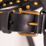 NEW $3,300 GUCCI RUNWAY Black Leather Brass TIGER FRINGE Adjustable BODY HARNESS