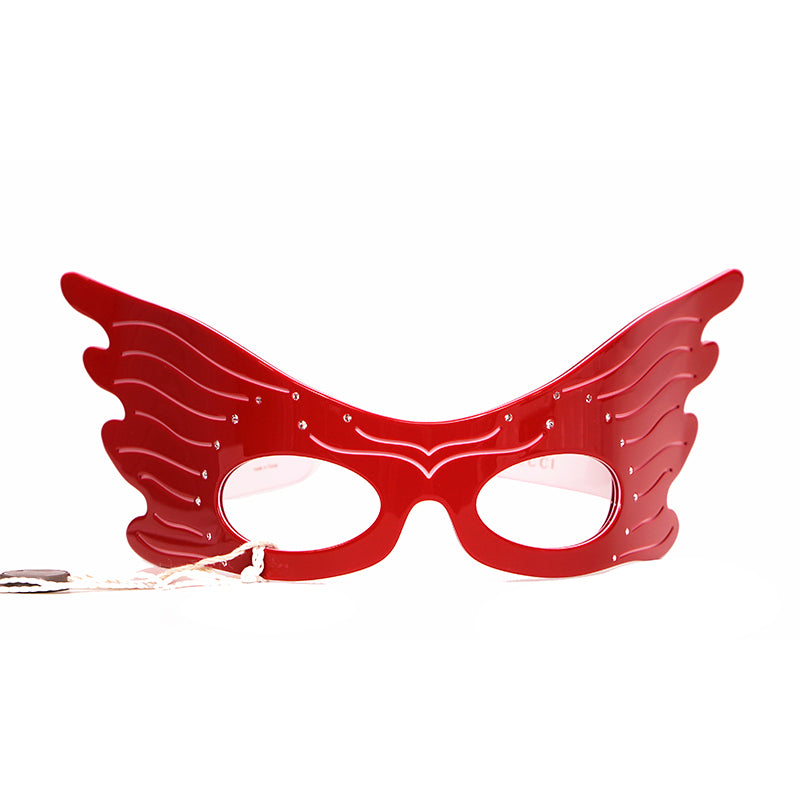 NEW $760 GUCCI Red Glossy Resin OLD HOLLYWOOD Butterfly MASK Crystal HEADBAND