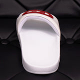 37  NEW $430 GUCCI Woman's White Leather RED GG LOGO Pursuit SLIDE SANDALS NIB