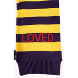 NEW $810 GUCCI Men's Unisex Yellow and Navy Striped Wool Long Scarf With Snake Logo