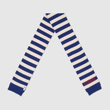 NEW $810 GUCCI Men's Unisex White and Navy Striped Wool Long Scarf With Tiger Logo