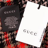 NEW $690 GUCCI Unisex Fringed Houndstooth Wool, Silk, Cashmere Logo Patch Scarf