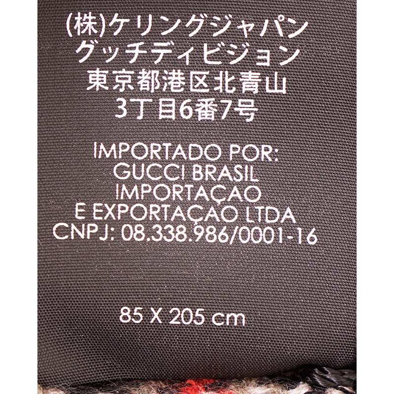 NEW $690 GUCCI Unisex Fringed Houndstooth Wool, Silk, Cashmere Logo Patch Scarf