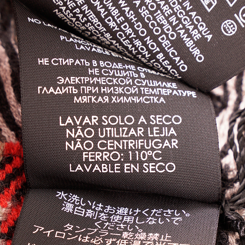 NEW $690 GUCCI Unisex Fringed Houndstooth Wool, Silk, Cashmere Logo Patch Scarf