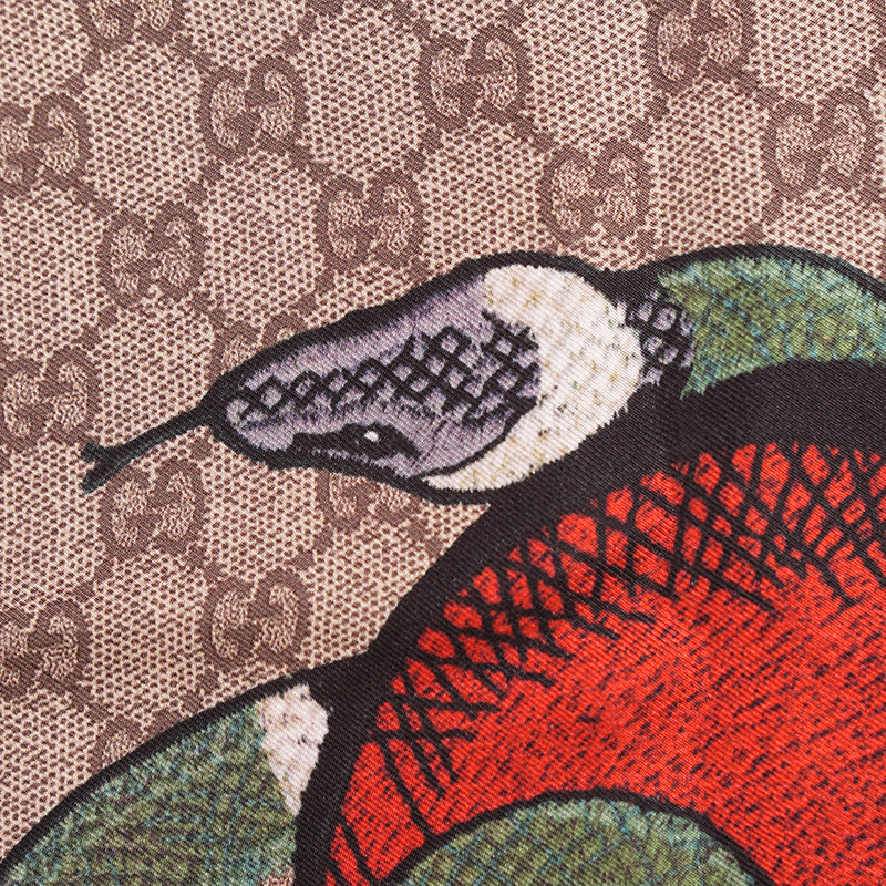 NEW $595 GUCCI Tan GG GARDEN KINGSNAKE HEART Silk Twill 90cm SCARF w/ Snake BOX!
