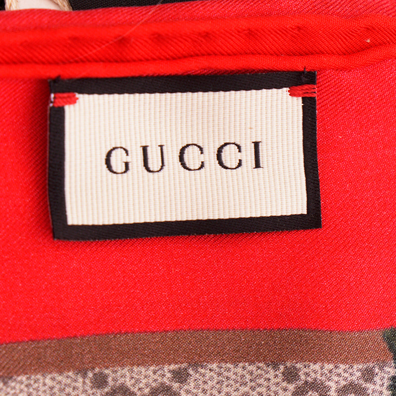 NEW $595 GUCCI Tan GG GARDEN KINGSNAKE HEART Silk Twill 90cm SCARF w/ Snake BOX!