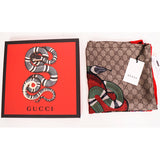 NEW $595 GUCCI Tan GG GARDEN KINGSNAKE HEART Silk Twill 90cm SCARF w/ Snake BOX!