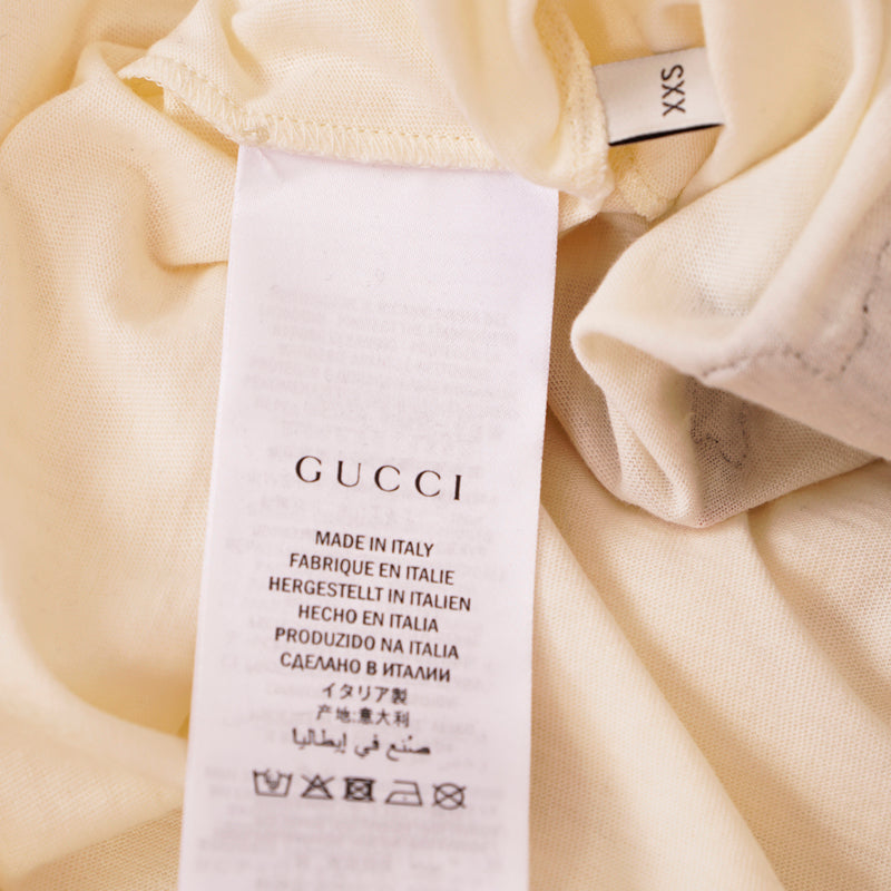 XXS NEW $1,500 GUCCI Ivory Cotton Sequin Cat Head Web Trim Oversize T-Shirt Top
