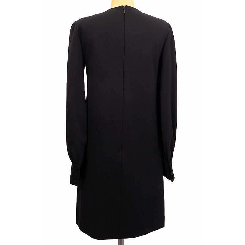 S US 6 NEW $2200 GUCCI Black Compact HORSEBIT GG GOLD HARDWARE Deep V Mini DRESS