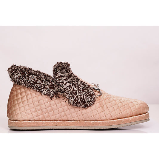 37 NEW $750 GUCCI Nude Peach SILK QUILTED FRIA HORSEBIT LOAFERS Slippers Flats