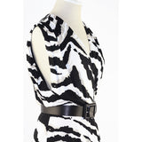 XS NEW $2100 GUCCI Black EXOTIC ANIMAL PRINT Jersey Wrap Sleeveless BELTED DRESS