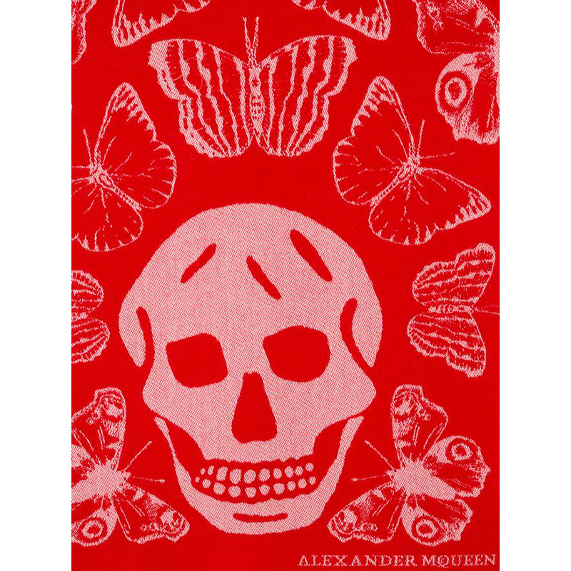NEW $695 ALEXANDER MCQUEEN Red & Pink OVERSIZED METAMORPHISIS WOOL Scarf