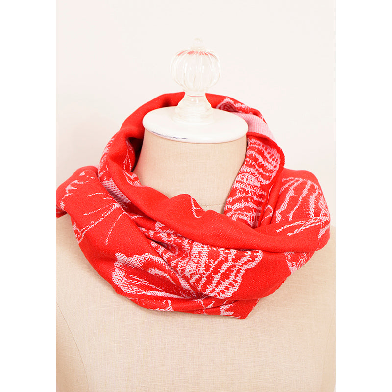 NEW $695 ALEXANDER MCQUEEN Red & Pink OVERSIZED METAMORPHISIS WOOL Scarf
