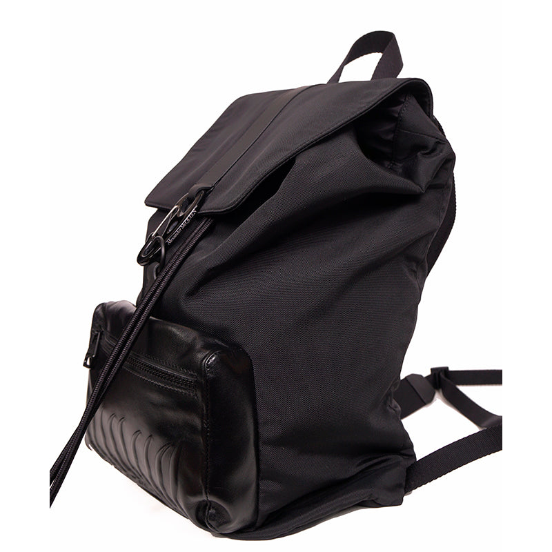 NEW $1,400 ALEXANDER MCQUEEN Black Nylon & LEATHER RIB CAGE Urban BACKPACK BAG
