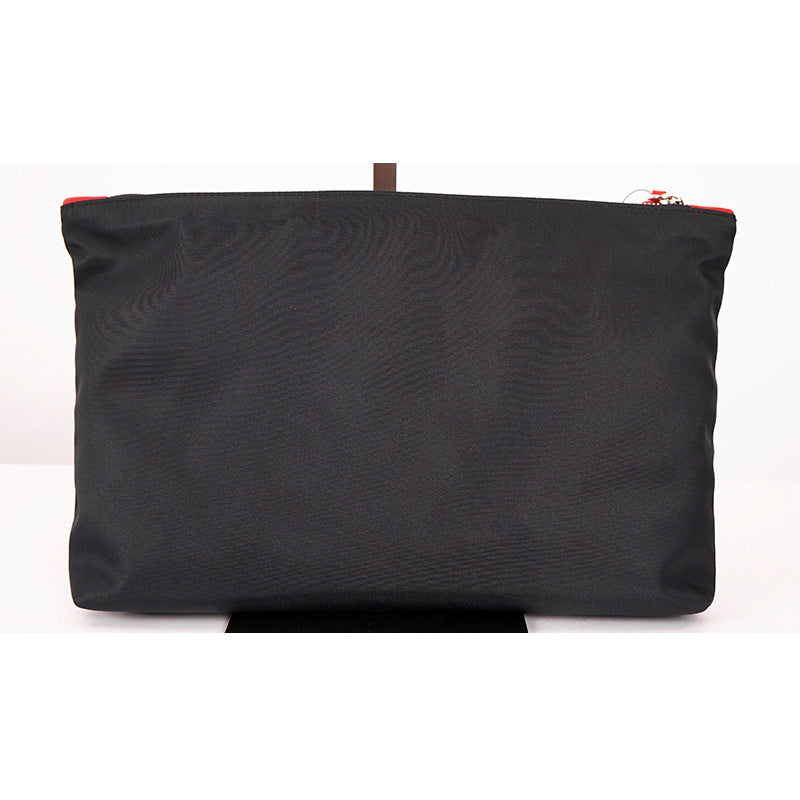 NEW $495 ALEXANDER MCQUEEN Black Nylon SKULL Printed Motif Wristlet Pouch BAG