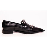 37 NEW $690 ALEXANDER MCQUEEN Black Leather STUDDED KILITIE Watson Point LOAFERS