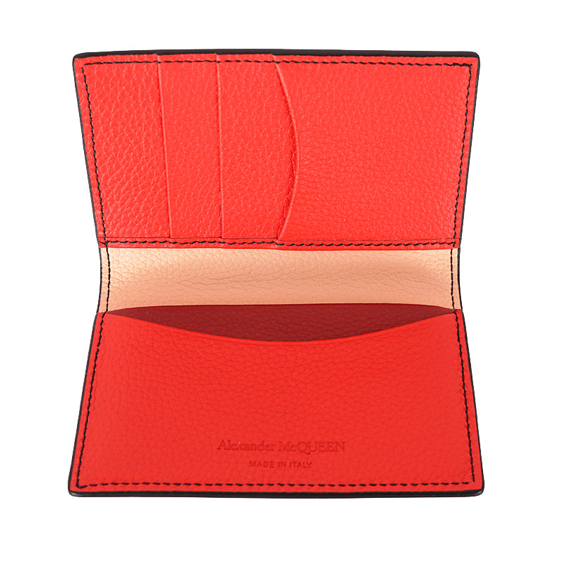 NEW $495 ALEXANDER MCQUEEN Pink Leather Silver Skull POCKET ORGANIZER CARD CASE