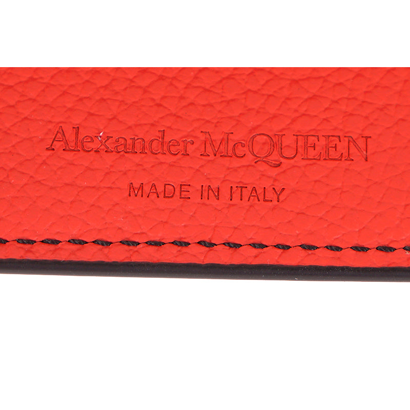 NEW $495 ALEXANDER MCQUEEN Pink Leather Silver Skull POCKET ORGANIZER CARD CASE