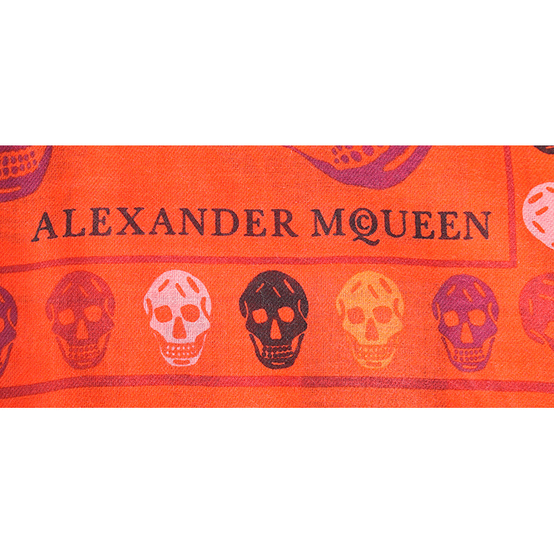 NEW $545 ALEXANDER MCQUEEN Red "Multiskull Box" SKULL Modal Silk Shawl SCARF