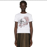 XS NEW $495 ALEXANDER MCQUEEN Woman's White Cabinet Of Shells Skull T-SHIRT