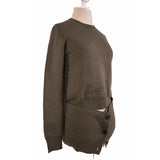 XS NEW $890 ALEXANDER MCQUEEN Olive Green Wool LAYERED HEM Crewneck SWEATER TOP