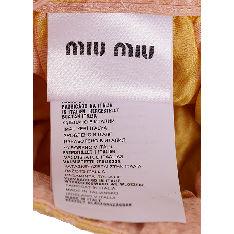 sz 36 US 0 NEW $1200 MIU MIU Peach YELLOW VINTAGE FLORAL JACQUARD A Frame SKIRT