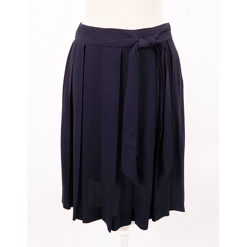 sz 38 NEW $1,030 MIU MIU Navy Blue Viscose Crepe A Frame SPRING SUMMER SKIRT XS