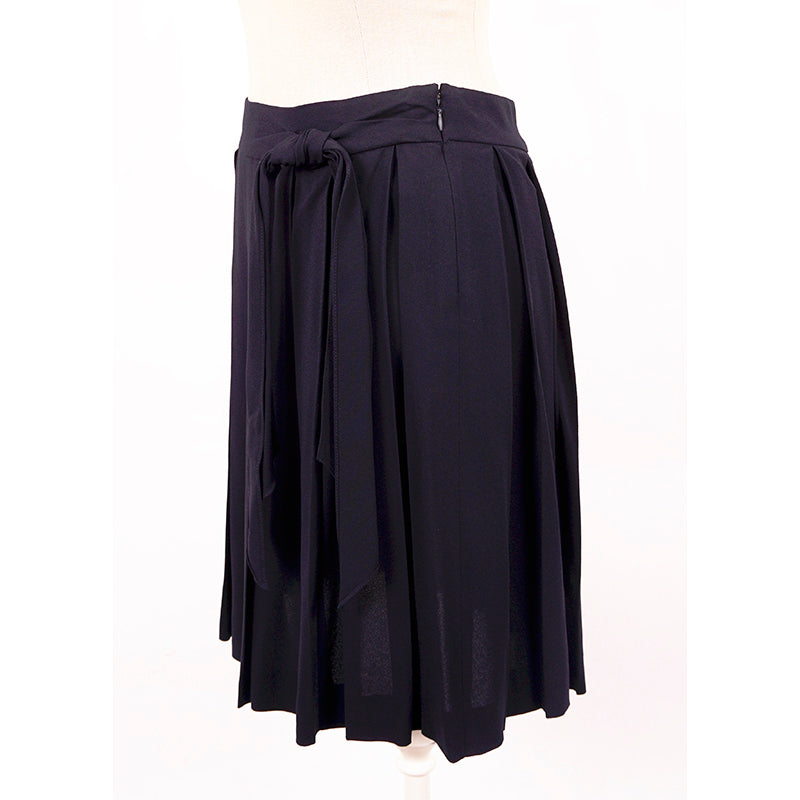 sz 38 NEW $1,030 MIU MIU Navy Blue Viscose Crepe A Frame SPRING SUMMER SKIRT XS