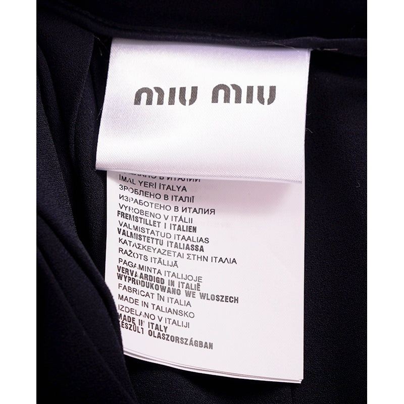 sz 38 NEW $1,030 MIU MIU Navy Blue Viscose Crepe A Frame SPRING SUMMER SKIRT XS