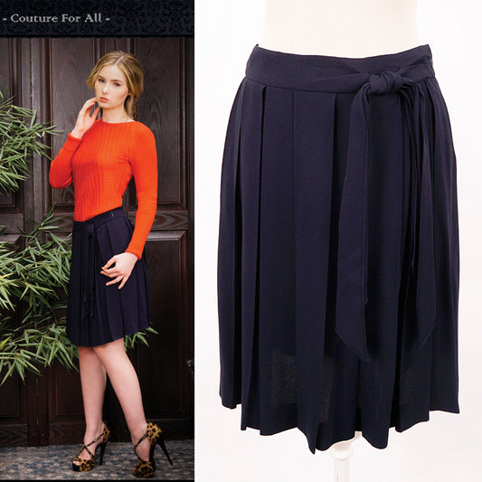 sz 38 NEW $1,030 MIU MIU Navy Blue Viscose Crepe A Frame SPRING SUMMER SKIRT XS